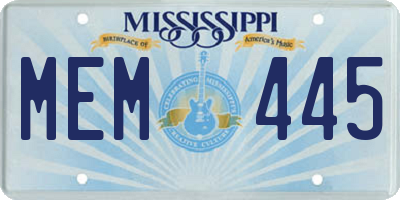 MS license plate MEM445