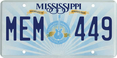 MS license plate MEM449