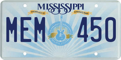 MS license plate MEM450