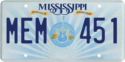 MS license plate MEM451