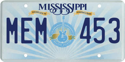 MS license plate MEM453