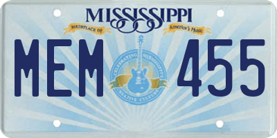 MS license plate MEM455