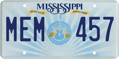 MS license plate MEM457