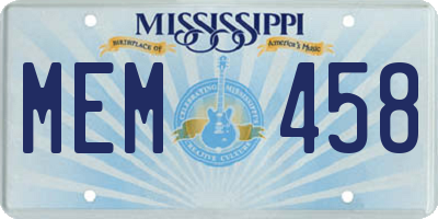 MS license plate MEM458