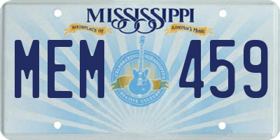 MS license plate MEM459