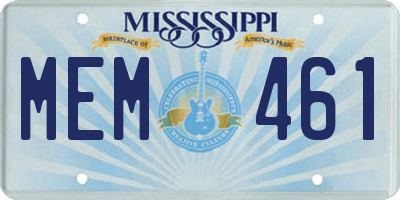 MS license plate MEM461