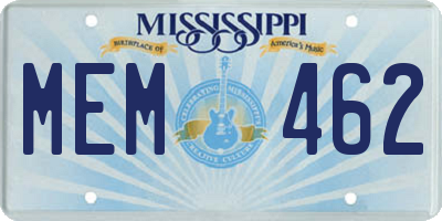 MS license plate MEM462