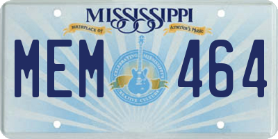 MS license plate MEM464