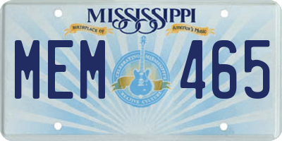 MS license plate MEM465