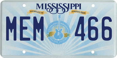 MS license plate MEM466