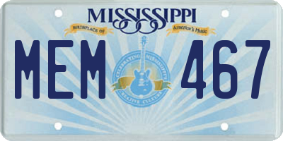 MS license plate MEM467