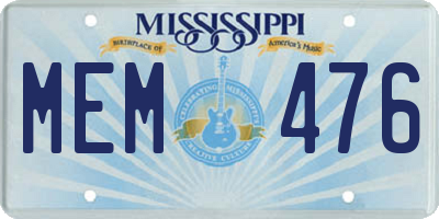 MS license plate MEM476