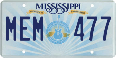 MS license plate MEM477