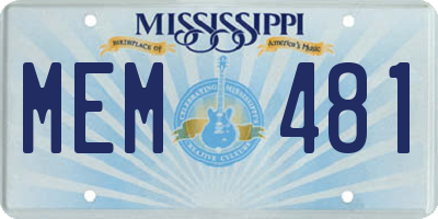 MS license plate MEM481