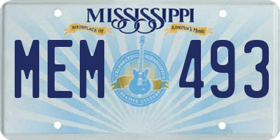 MS license plate MEM493