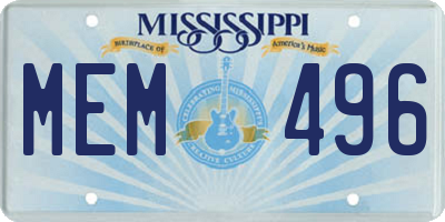 MS license plate MEM496