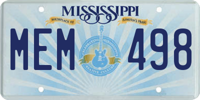 MS license plate MEM498