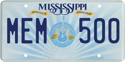 MS license plate MEM500