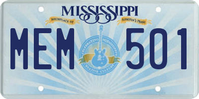 MS license plate MEM501