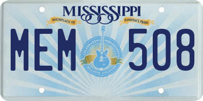 MS license plate MEM508