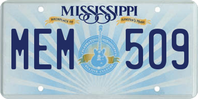 MS license plate MEM509