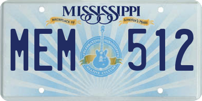 MS license plate MEM512