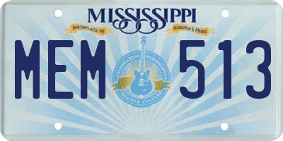 MS license plate MEM513