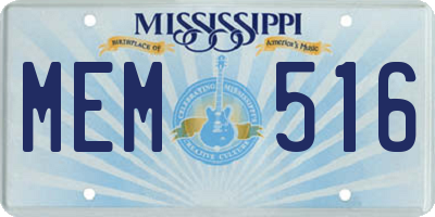 MS license plate MEM516