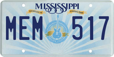 MS license plate MEM517