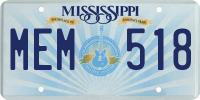 MS license plate MEM518