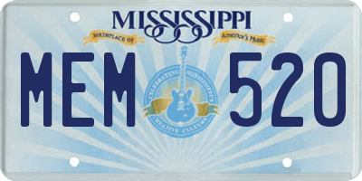 MS license plate MEM520