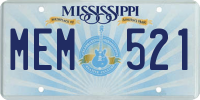 MS license plate MEM521