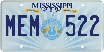 MS license plate MEM522