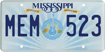 MS license plate MEM523