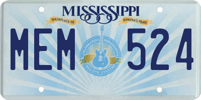 MS license plate MEM524