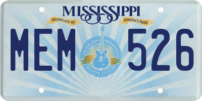 MS license plate MEM526