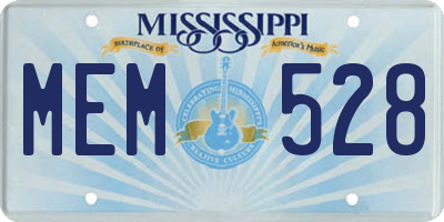 MS license plate MEM528
