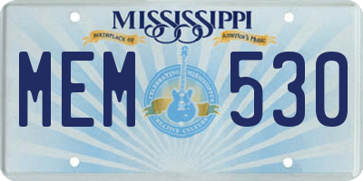 MS license plate MEM530