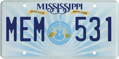 MS license plate MEM531