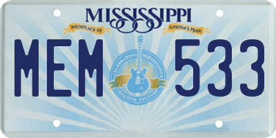 MS license plate MEM533