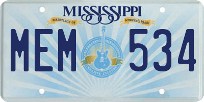 MS license plate MEM534