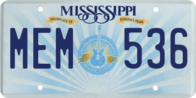 MS license plate MEM536