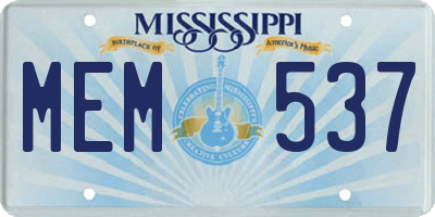 MS license plate MEM537
