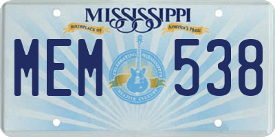 MS license plate MEM538