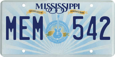 MS license plate MEM542