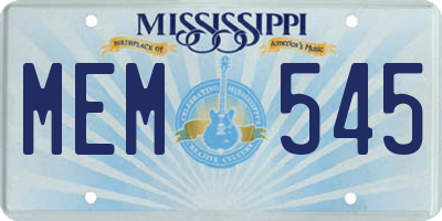 MS license plate MEM545