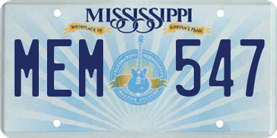 MS license plate MEM547