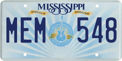 MS license plate MEM548
