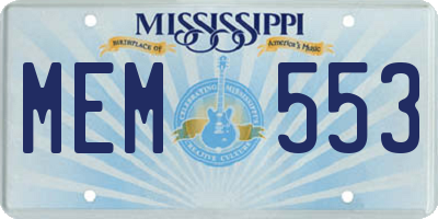 MS license plate MEM553