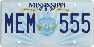 MS license plate MEM555